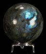 Flashy Labradorite Sphere - With Nickel Plated Stand #53576-1